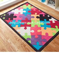 MNK Colorful Kids Rug Hand Tufted Puzzle Pattern Carpets