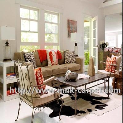 Novel Black And White Pattern Cowhide Rug Home Decor