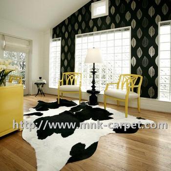 Black And White Pattern Natural Cow Skin Rug