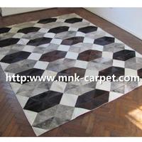 Natural Grey Color Personality Style Patchwork Cowhide Rug